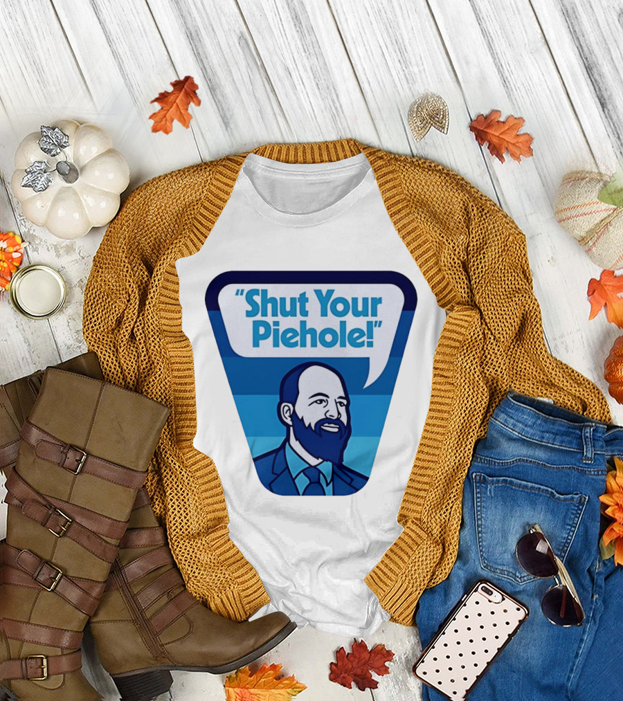 Shut Your Piehole Speech Bubble Blue Suit Beard T-Shirt