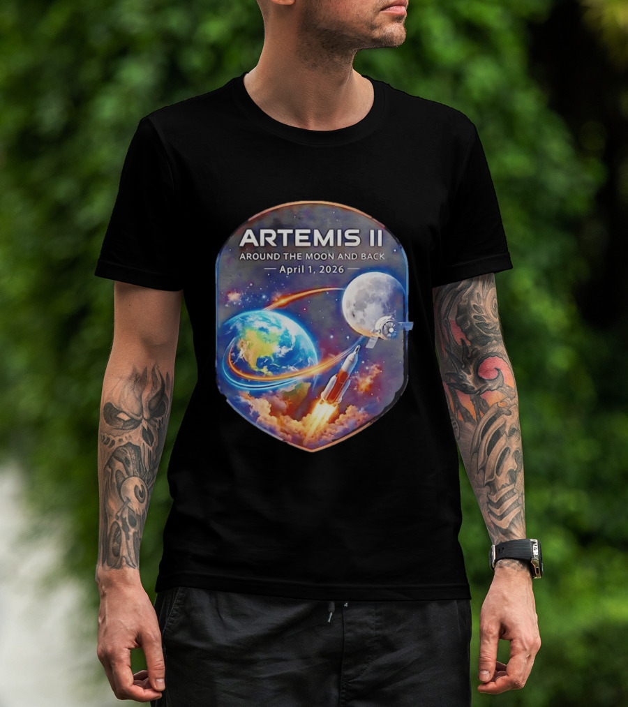 Artemis II Mission April 1 2026 Around The Moon And Back Rocket And Earth T-Shirt