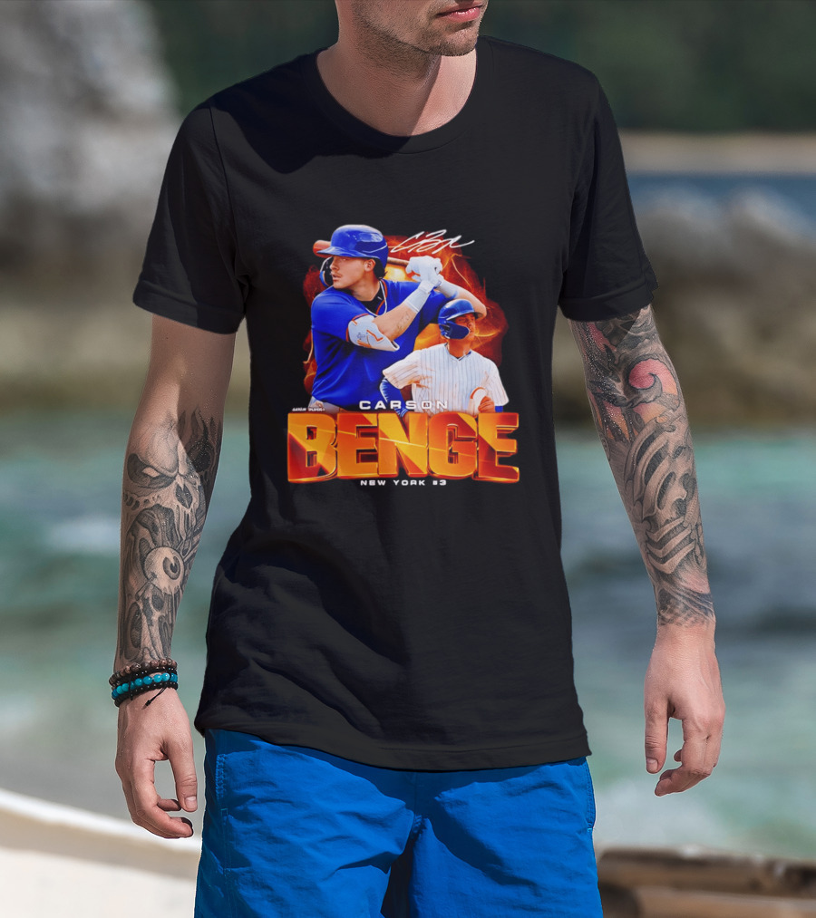 Carson Benge New York Mets NYM Baseball Collage T-Shirt