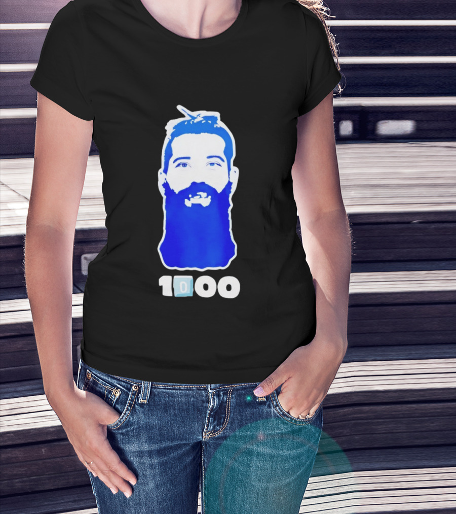 Colorado Avalanche 1000th Milestone Burnzie Blue Beard T-Shirt