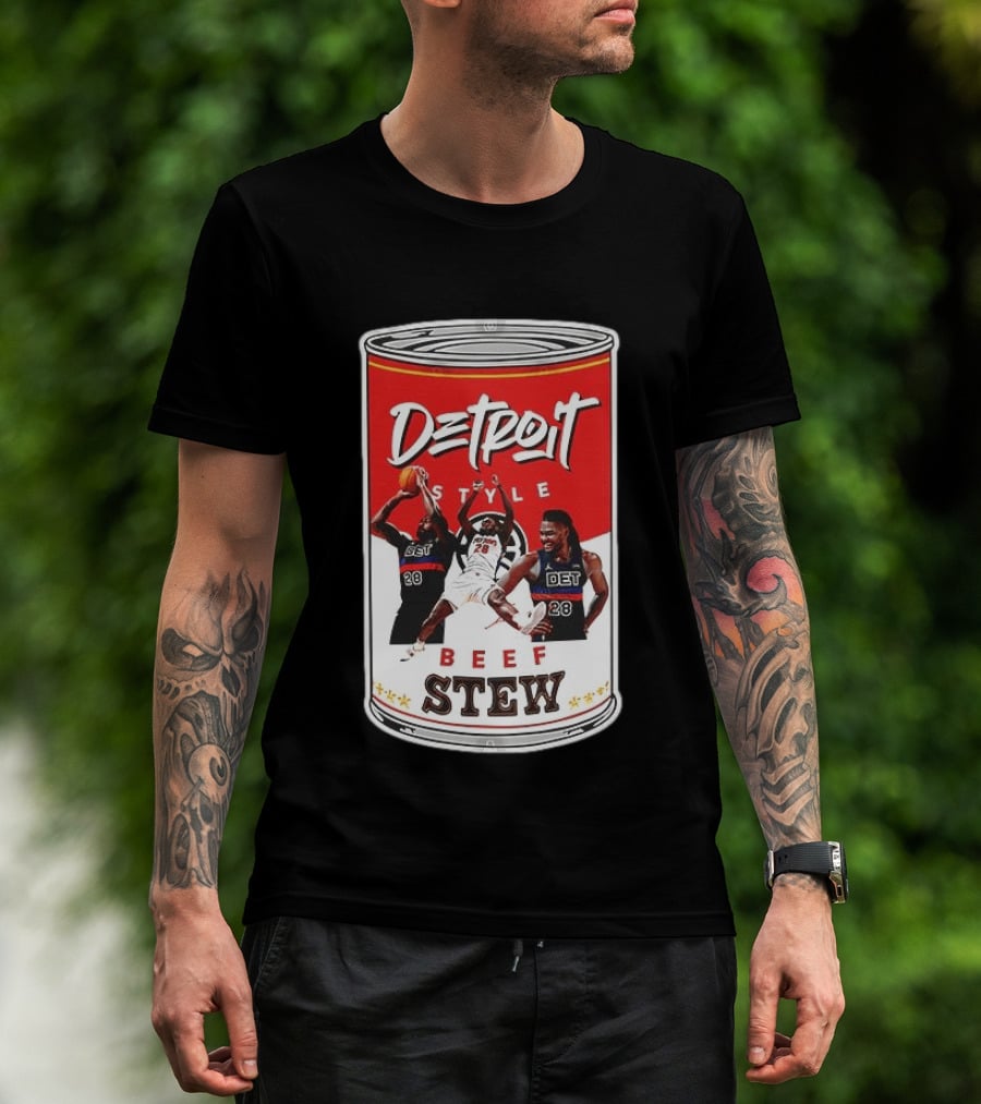 Detroit Style Beef Stew Basketball Can 28 T-Shirt