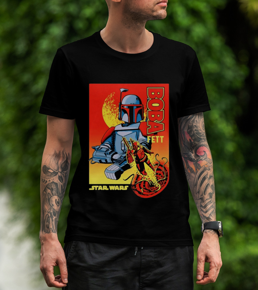 Star Wars Boba Fett Sarlacc Escape Retro Comic T-Shirt