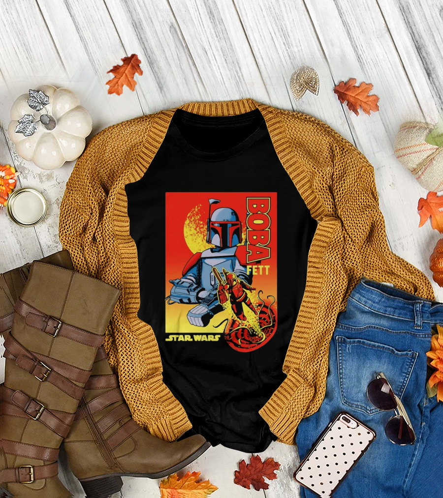 Star Wars Boba Fett Sarlacc Escape Retro Comic T-Shirt
