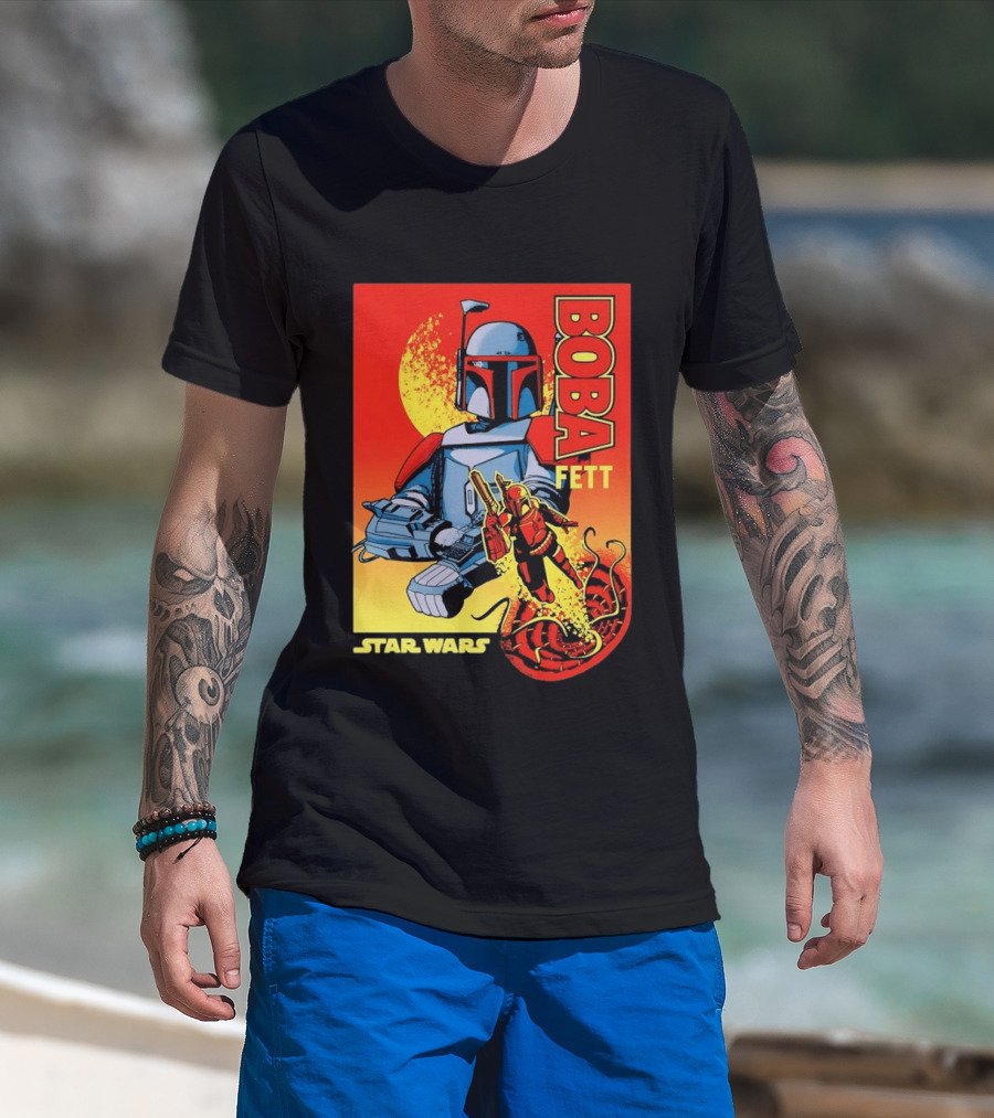 Star Wars Boba Fett Sarlacc Escape Retro Comic T-Shirt