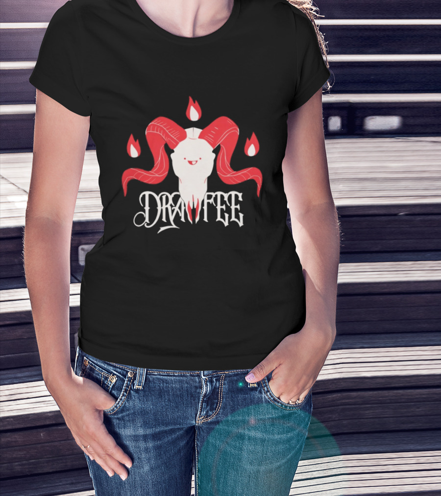 Drawfee Metal Goat Skull Flames T-Shirt