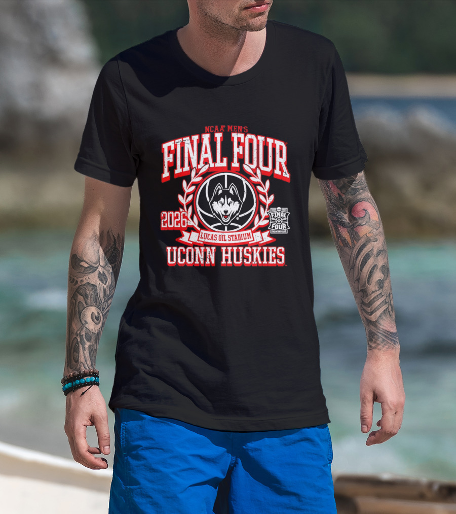 NCAAB Men's Final Four 2026 UConn Huskies Lucas Oil Stadium T-Shirt