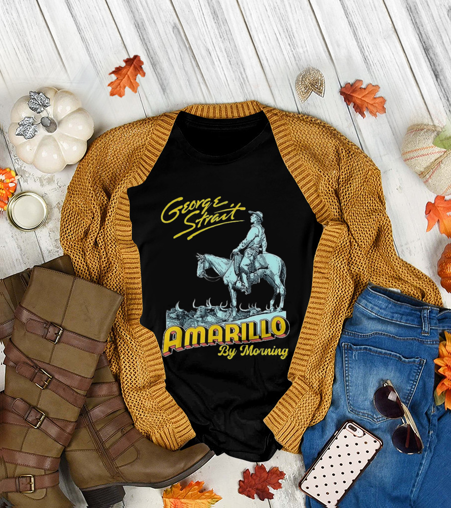 George Strait Amarillo By Morning Cowboy on Horse T-Shirt