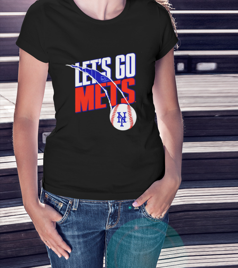 New York Mets Let's Go Mets Baseball Royal Splitter T-Shirt