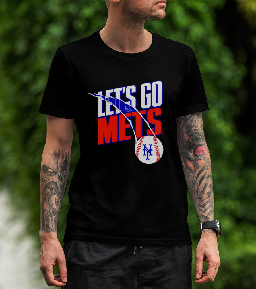 New York Mets Let's Go Mets Baseball Royal Splitter T-Shirt