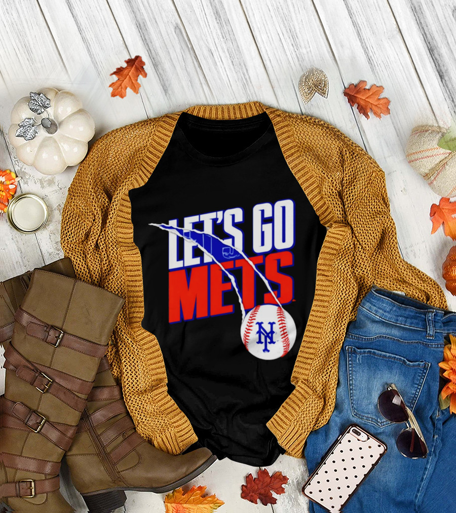 New York Mets Let's Go Mets Baseball Royal Splitter T-Shirt