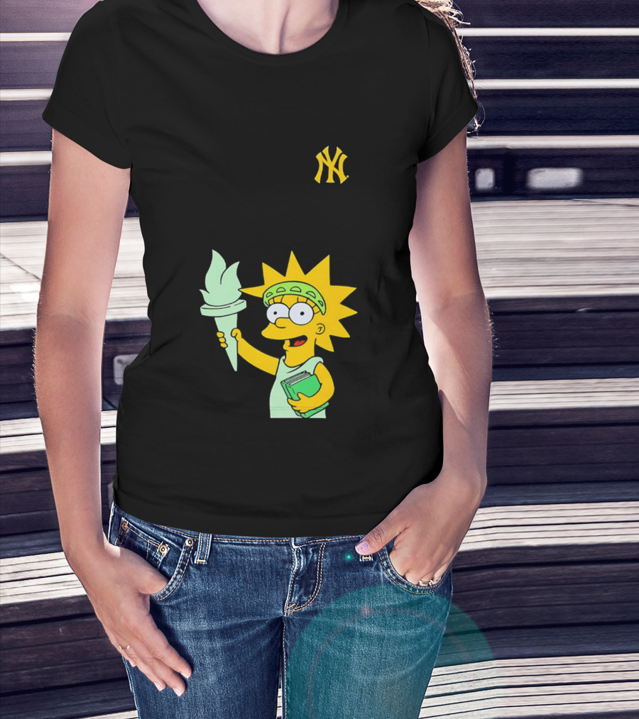 New York Yankees Simpsons Lisa Statue Of Liberty 2026 Iconic Collaboration T-Shirt
