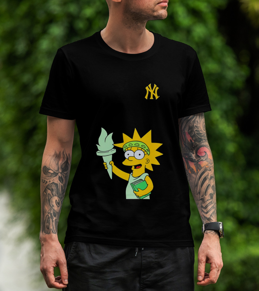 New York Yankees Simpsons Lisa Statue Of Liberty 2026 Iconic Collaboration T-Shirt