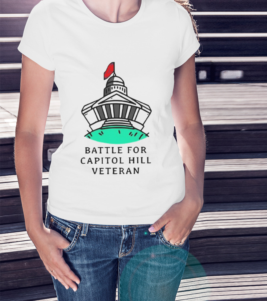 Battle For Capitol Hill Veteran UFO Dome Red Flag T-Shirt