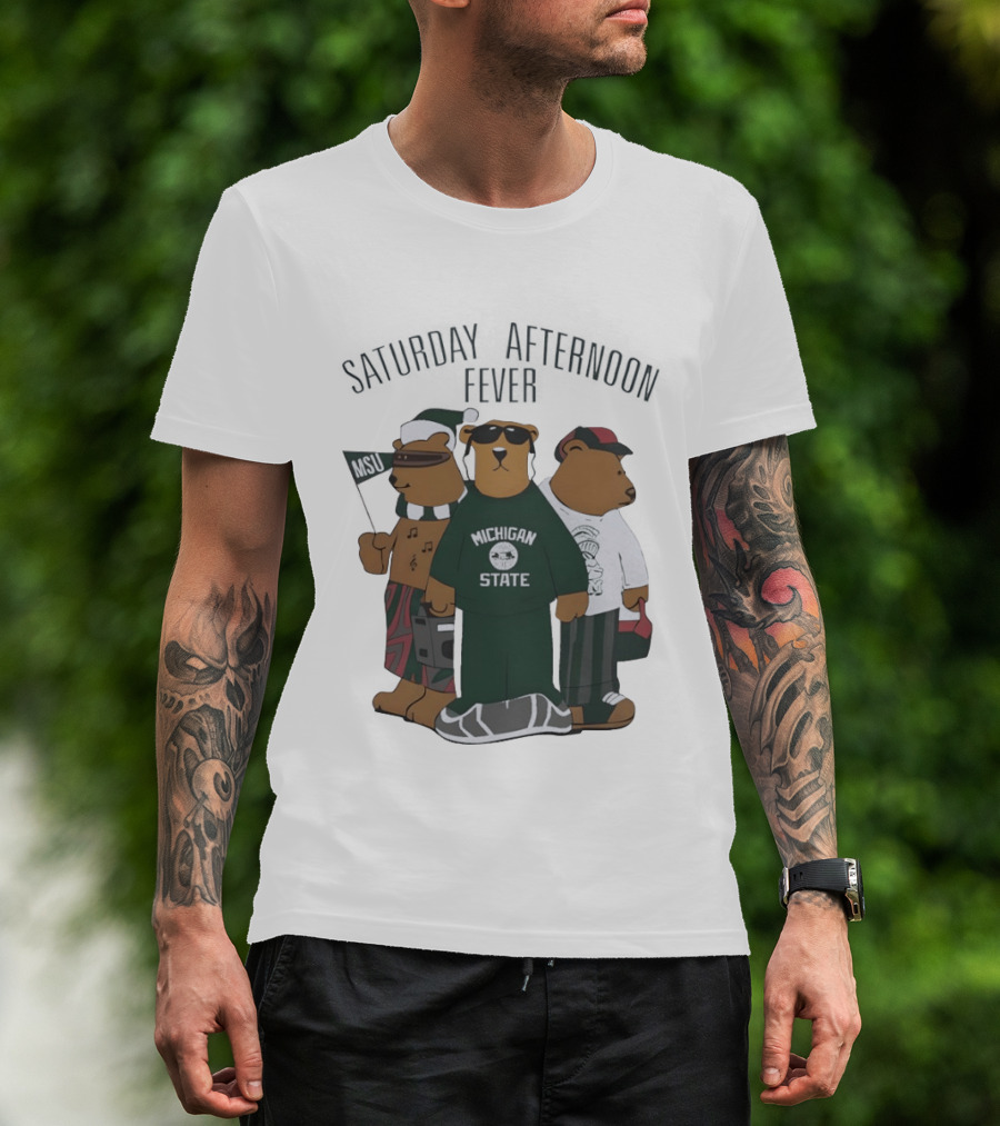 Michigan State Spartans Three Bears Saturday Afternoon Fever MSU T-Shirt