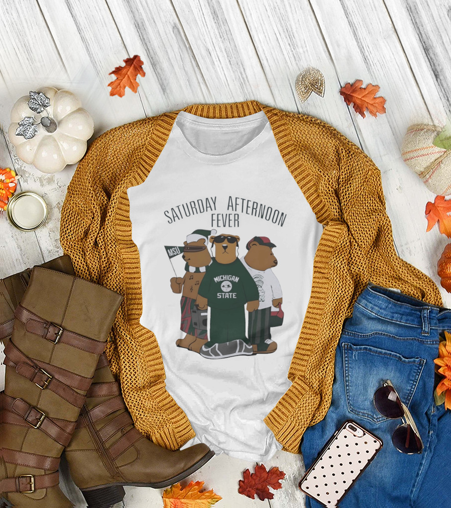 Michigan State Spartans Three Bears Saturday Afternoon Fever MSU T-Shirt