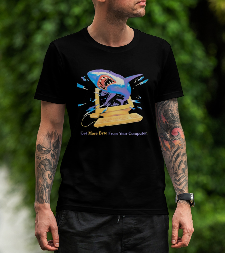 Get More Byte From Your Computer Shark Breaking Through Screen T-Shirt
