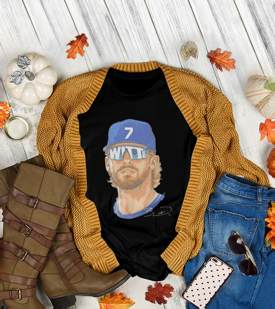Bobby Witt Jr Kansas City Royals Sunglasses Blue Cap Number 7 T-Shirt