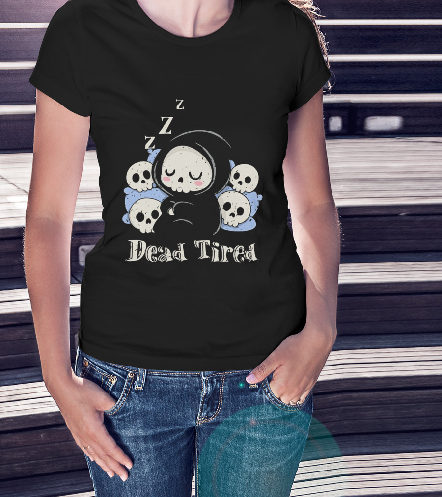 Grim Reaper Sleeping Among Skulls Dead Tired With ZZZ T-Shirt