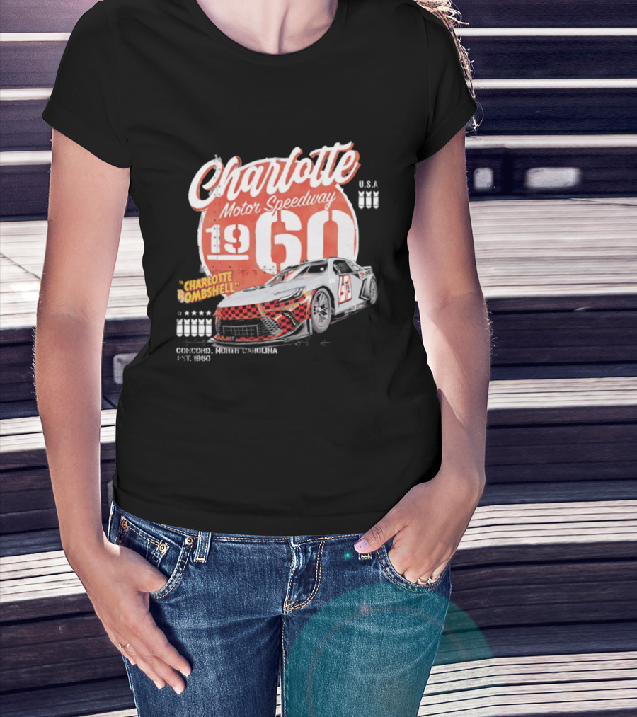 Charlotte Motor Speedway 1960 Bombshell Classic Racing USA T-Shirt
