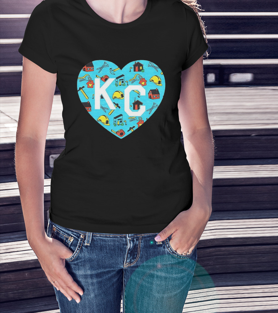 Habitat For Humanity Kansas City KC Heart With Tools And Houses T-Shirt