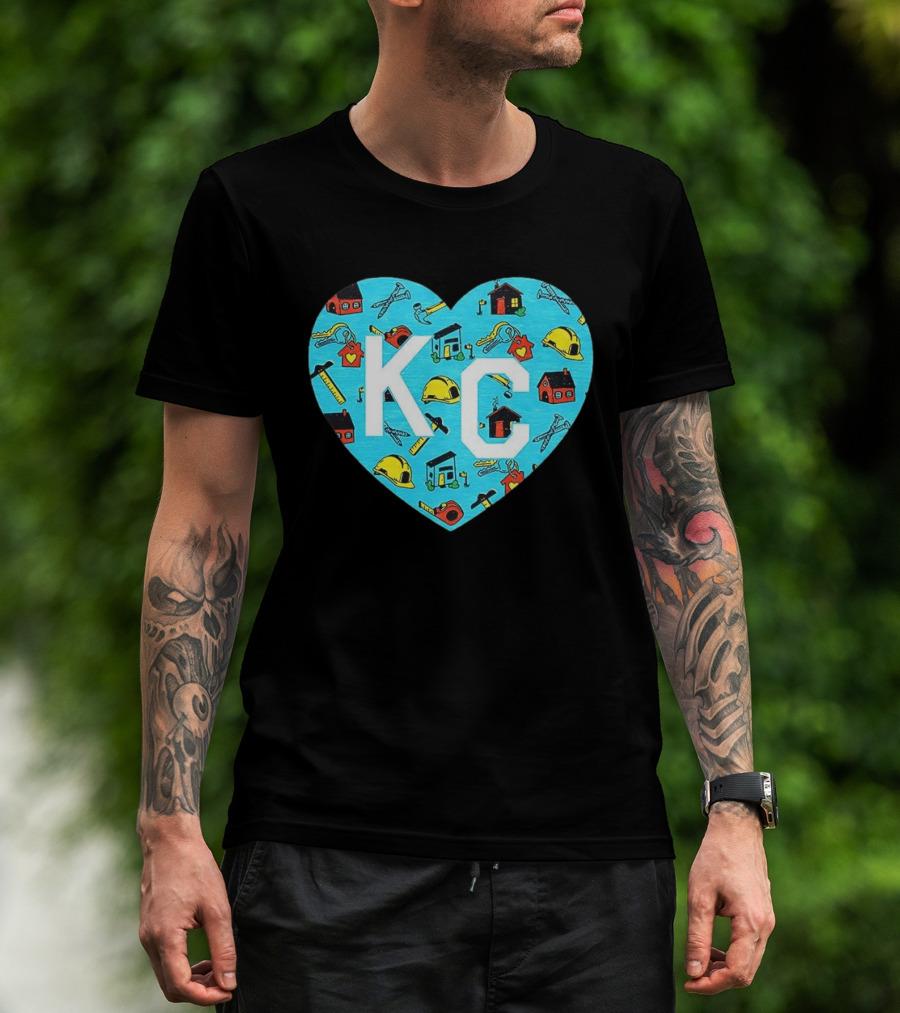 Habitat For Humanity Kansas City KC Heart With Tools And Houses T-Shirt