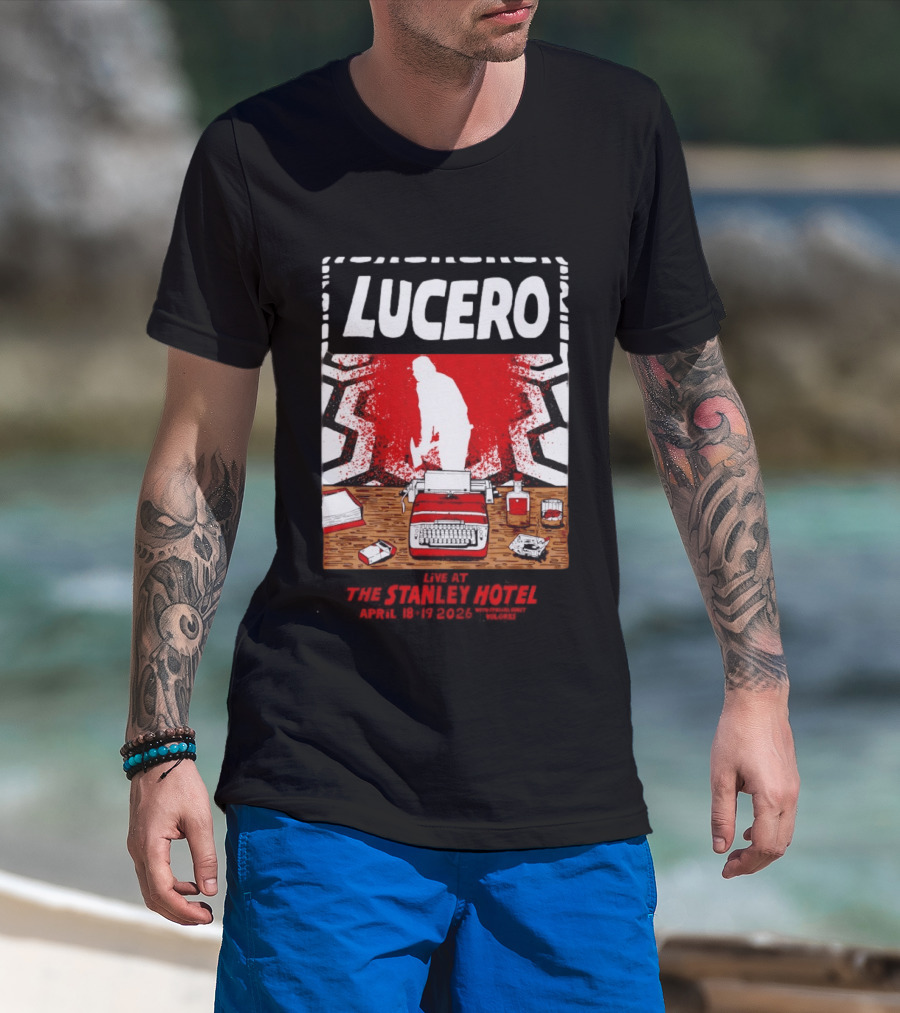 LUCERO Estes Park CO 2026 Red Typewriter Scene T-Shirt