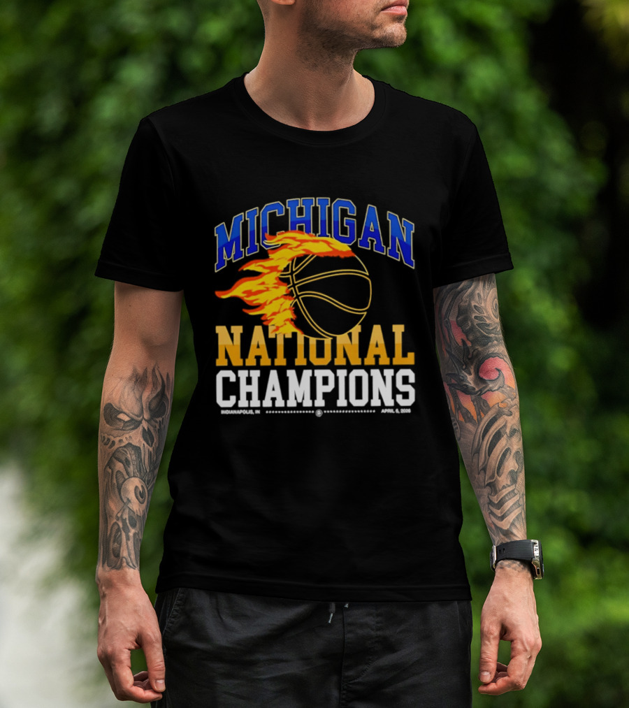 Michigan Basketball National Champions Fireball T-Shirt
