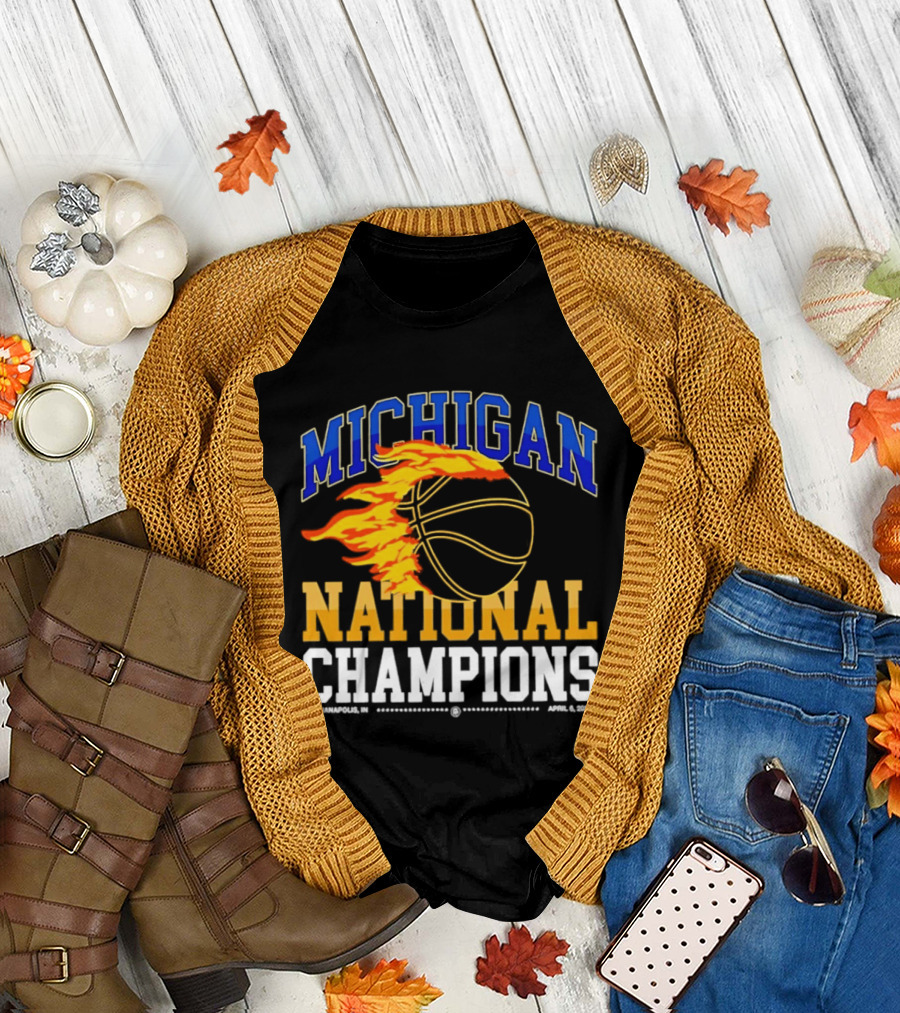 Michigan Basketball National Champions Fireball T-Shirt