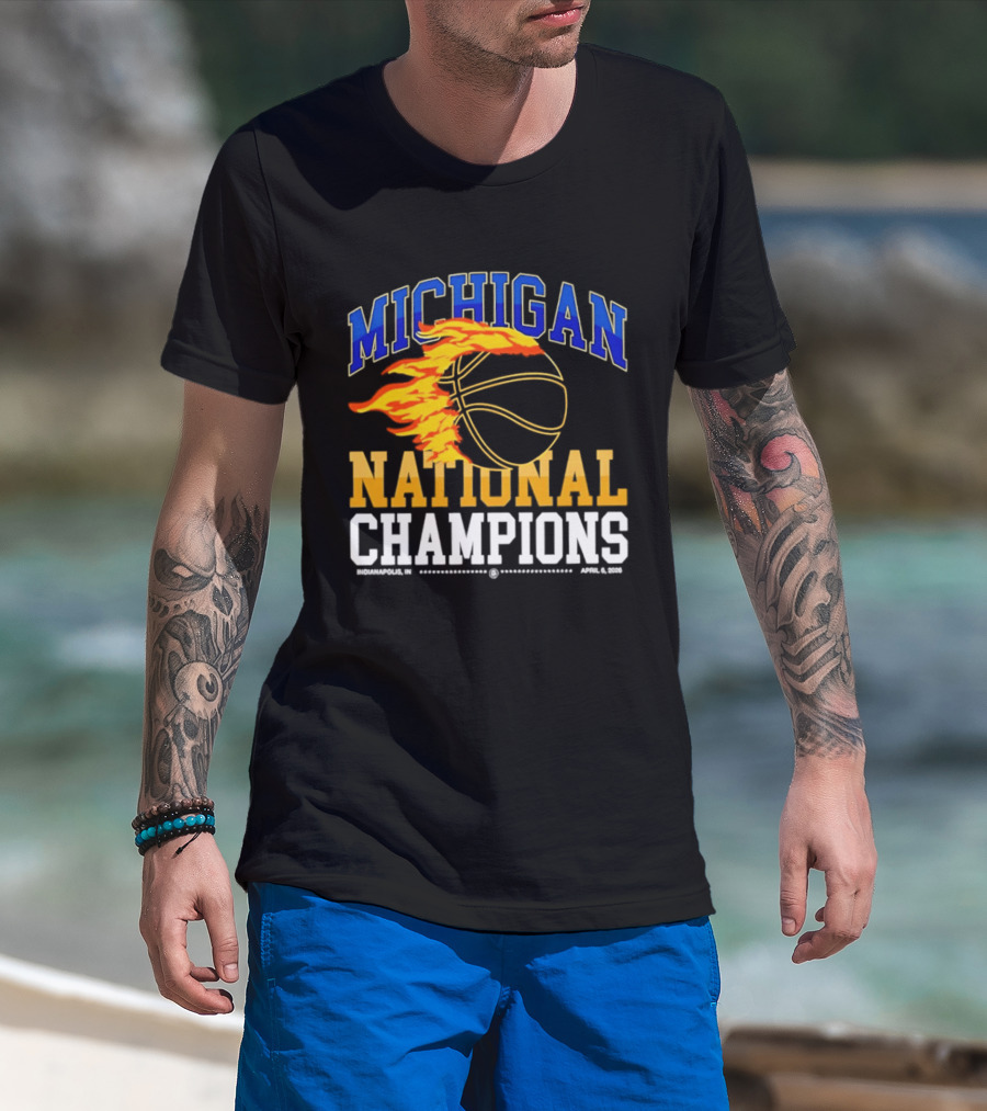 Michigan Basketball National Champions Fireball T-Shirt