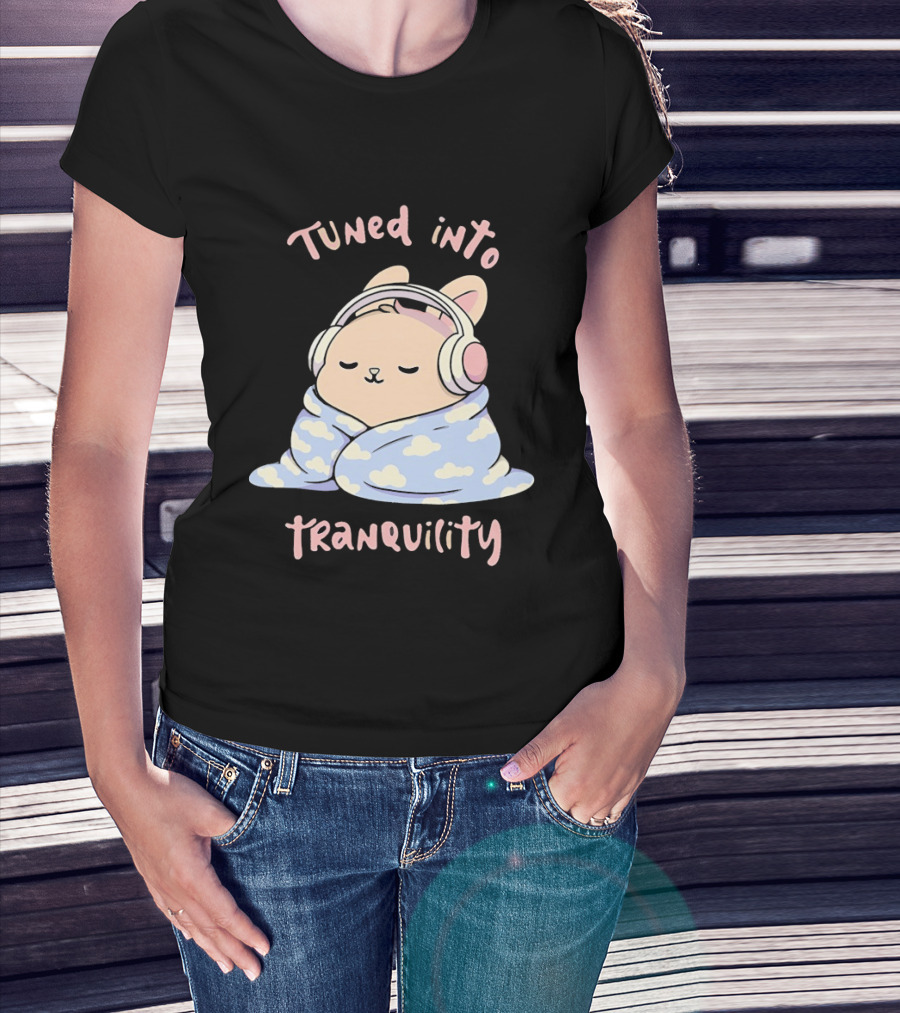 Tuned Into Tranquility Chill Bunny With Headphones T-Shirt