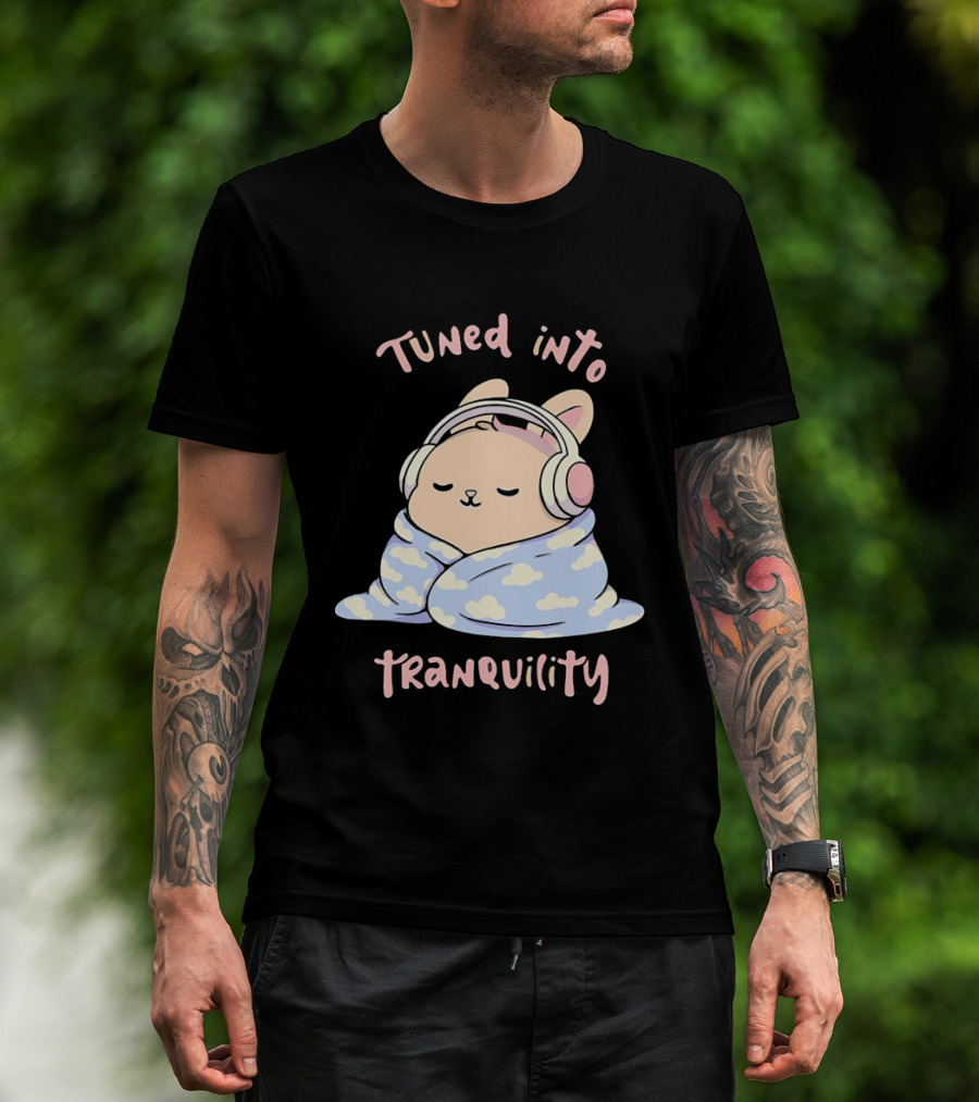 Tuned Into Tranquility Chill Bunny With Headphones T-Shirt