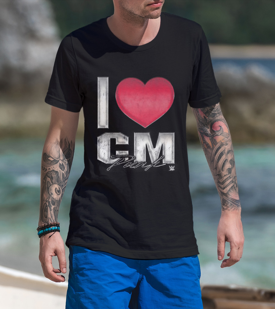 CM Punk I Heart WWE Love T-Shirt