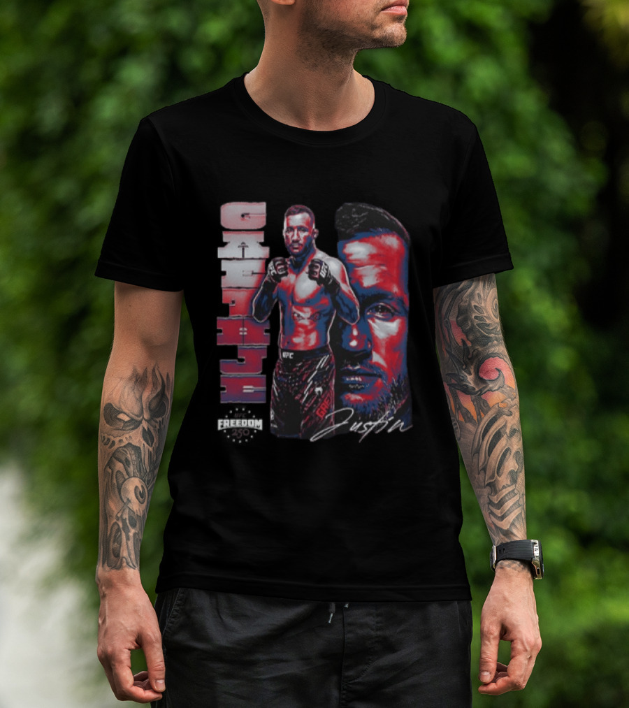 Justin Gaethje UFC Fighter Portrait And Name T-Shirt