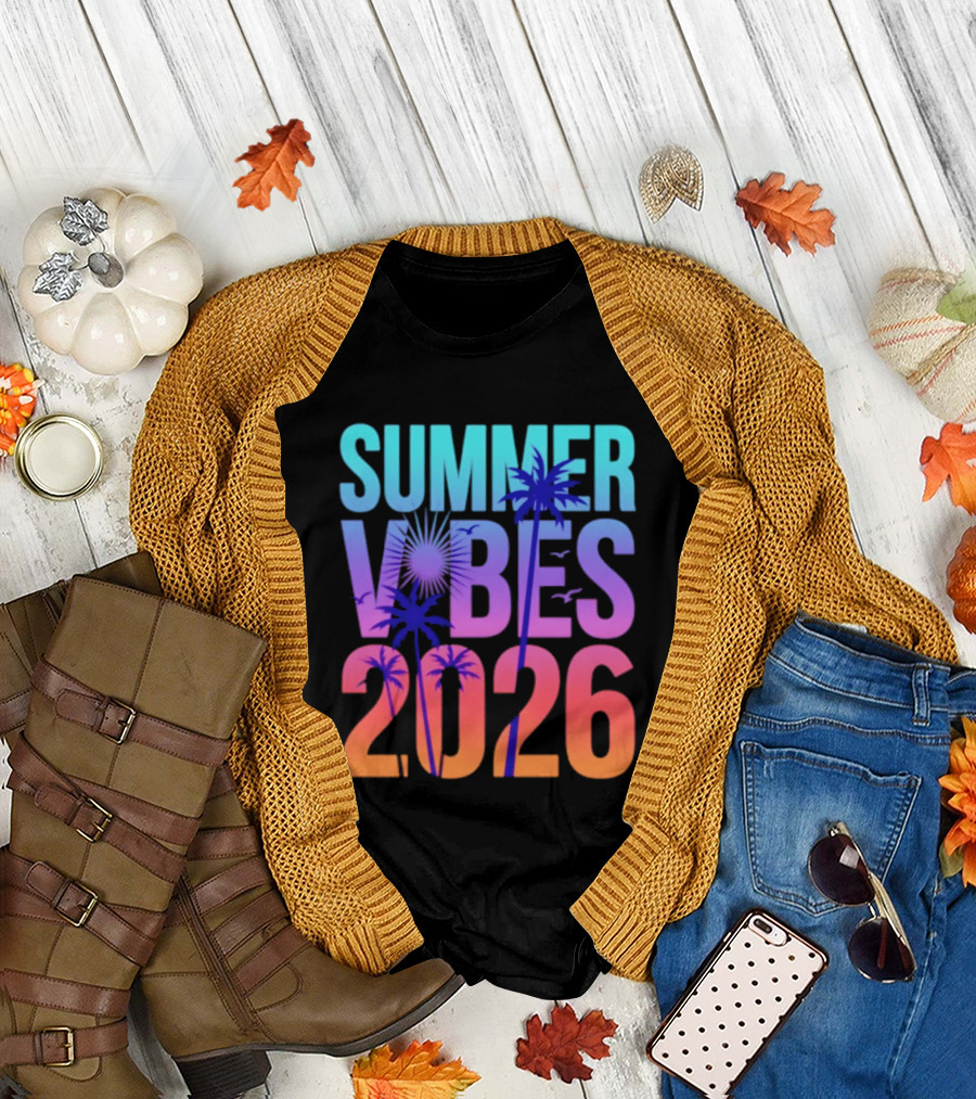 Summer Vibes 2026 Sunset Palm Trees and Tropical T-Shirt
