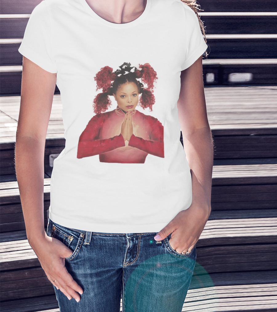 1999 Janet Jackson Velvet Rope Tour Red Outfit Praying Hands T-Shirt