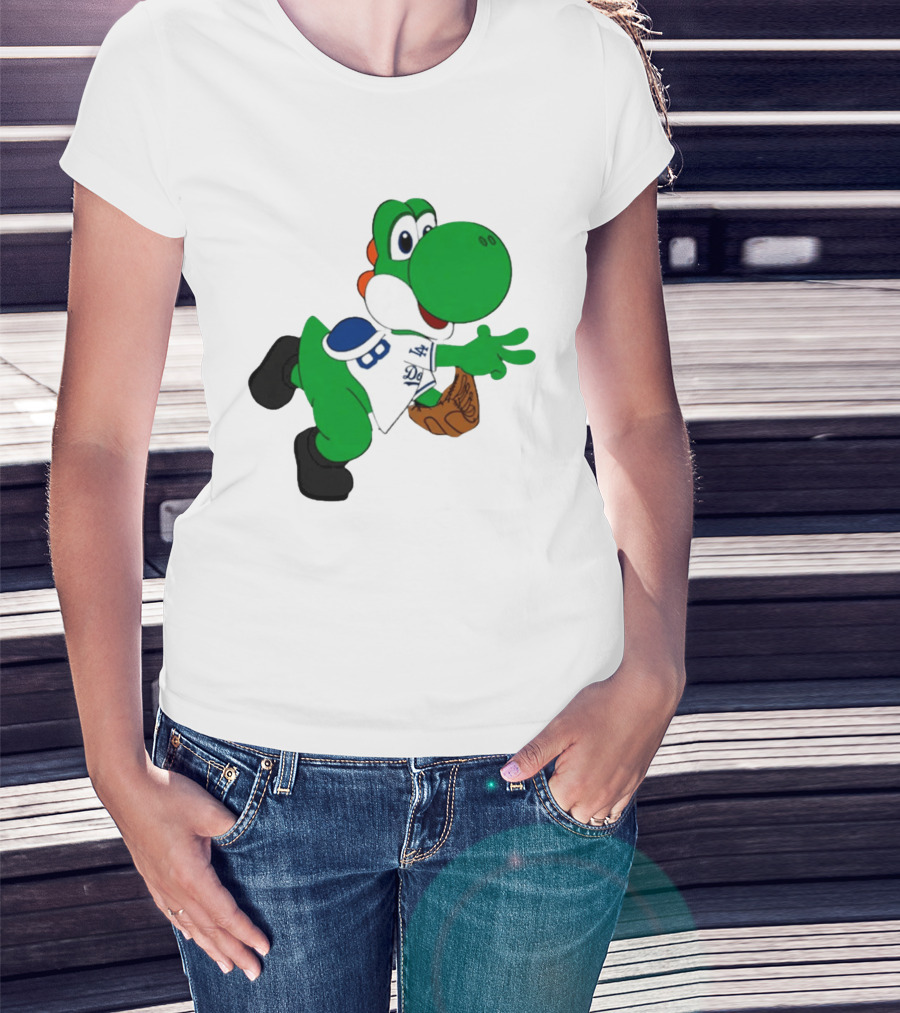 Los Angeles Dodgers Green Dinosaur Cartoon Character Toddler Staple T-Shirt