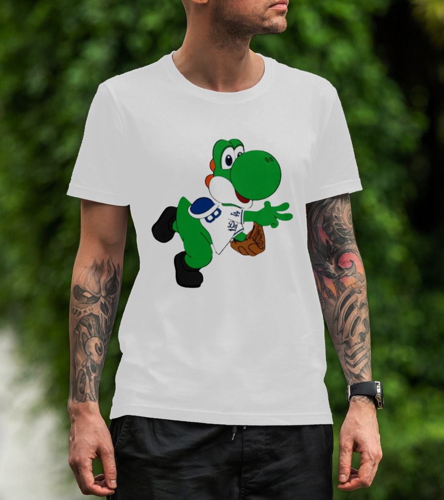 Los Angeles Dodgers Green Dinosaur Cartoon Character Toddler Staple T-Shirt