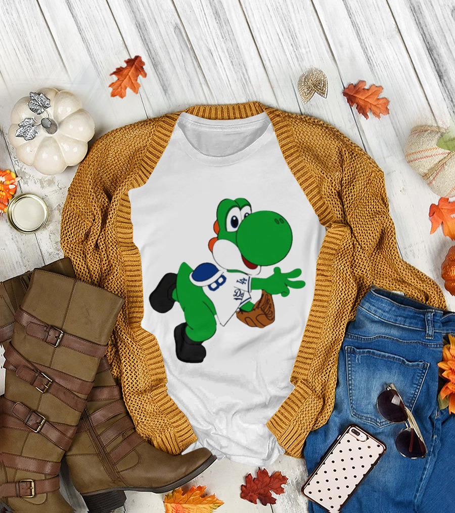 Los Angeles Dodgers Green Dinosaur Cartoon Character Toddler Staple T-Shirt