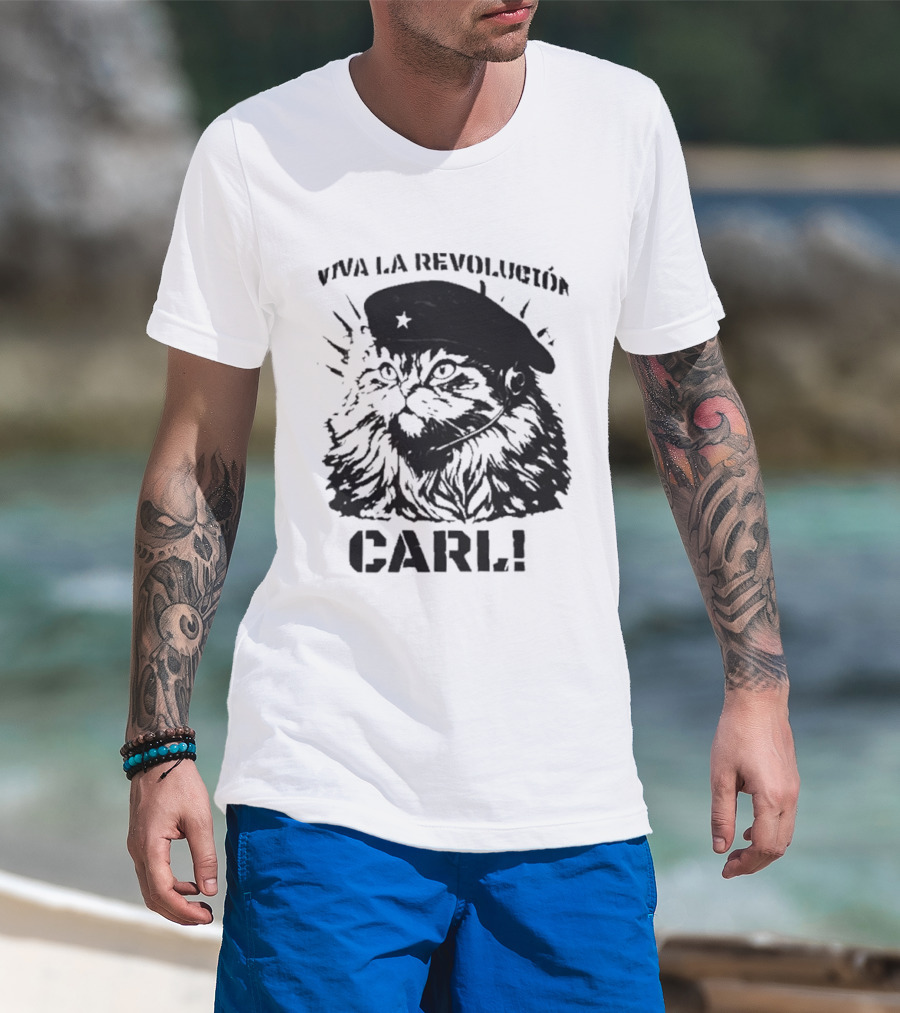 Viva La Revolucion Carl Cat With Beret T-Shirt