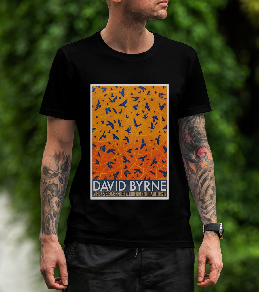 David Byrne April 7 8 2026 Keller Auditorium Portland Oregon Birds Orange Blue T-Shirt