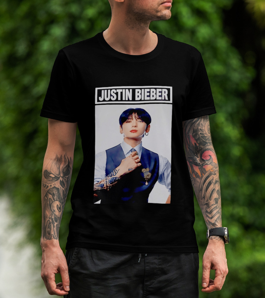 Justin Bieber Jungkook Wearing Suit Tattoo T-Shirt
