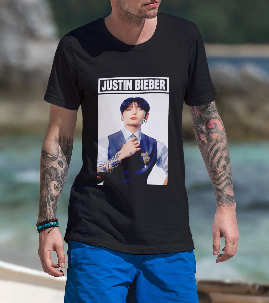 Justin Bieber Jungkook Wearing Suit Tattoo T-Shirt