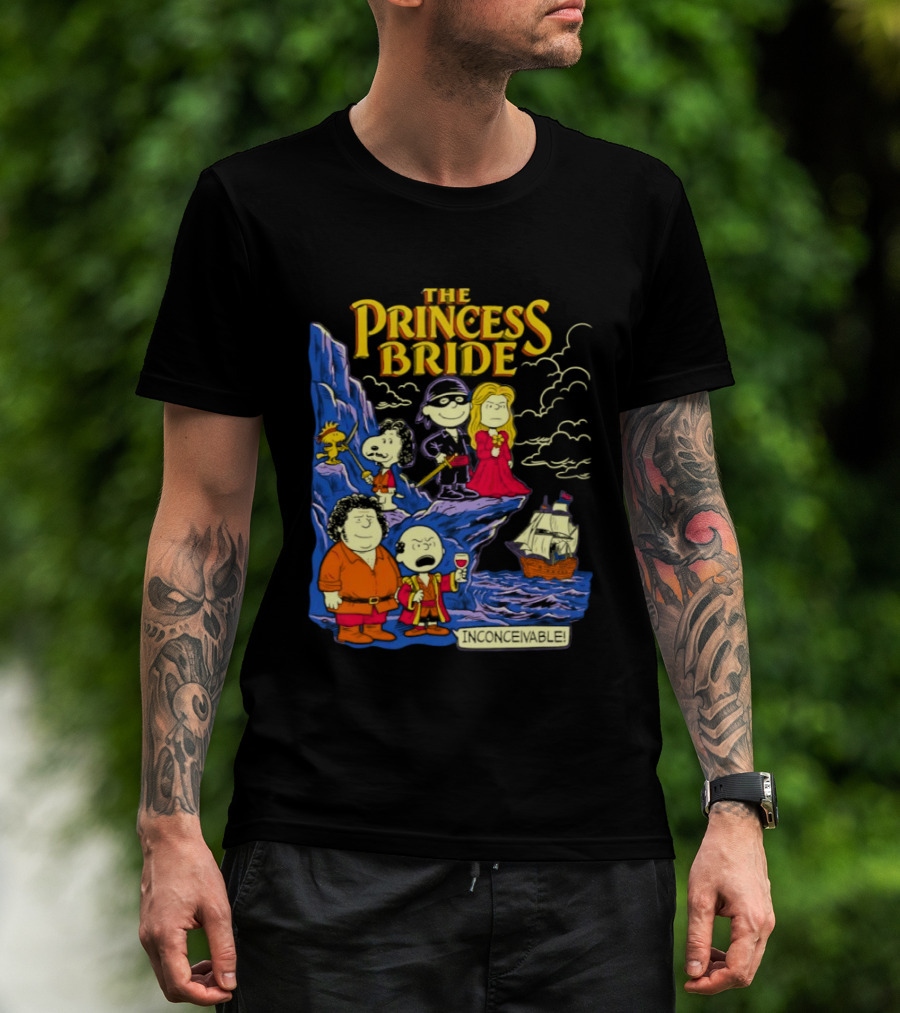 The Princess Bride Peanuts Crossover Featuring Iconic Cartoon Characters T-Shirt