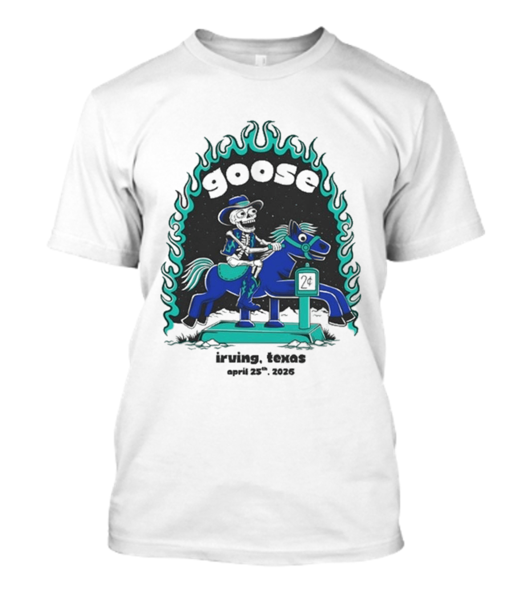 Goose Irving Texas April 25 2026 Tour Cowboy And Horse Neon Flames T-Shirt