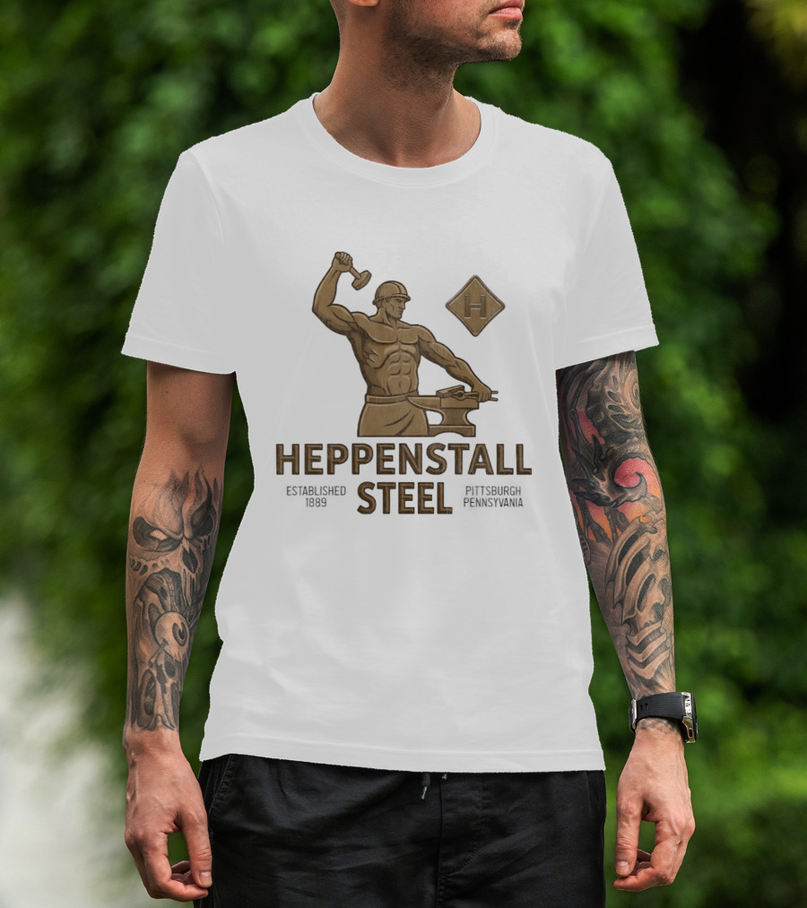 Heppenstall Steel Pittsburgh Pennsylvania Established 1889 Hammer And Anvil Statue T-Shirt