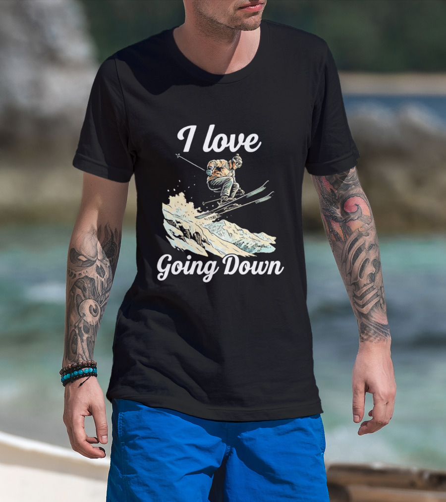 I Love Going Down Skiing Skier Jumping T-Shirt