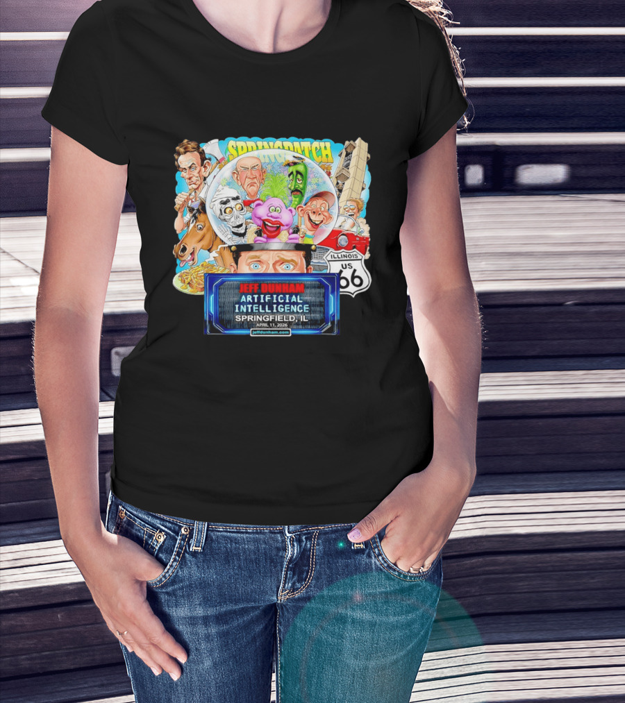 Jeff Dunham Artificial Intelligence Tour Springfield IL Illinois US 66 Characters T-Shirt