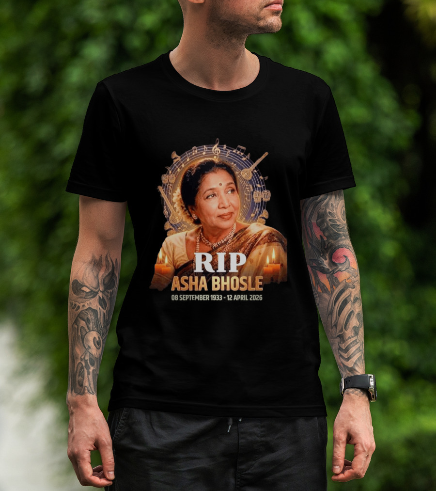 RIP Asha Bhosle Musical Tribute Candles 08 September 1933 12 April 2026 T-Shirt
