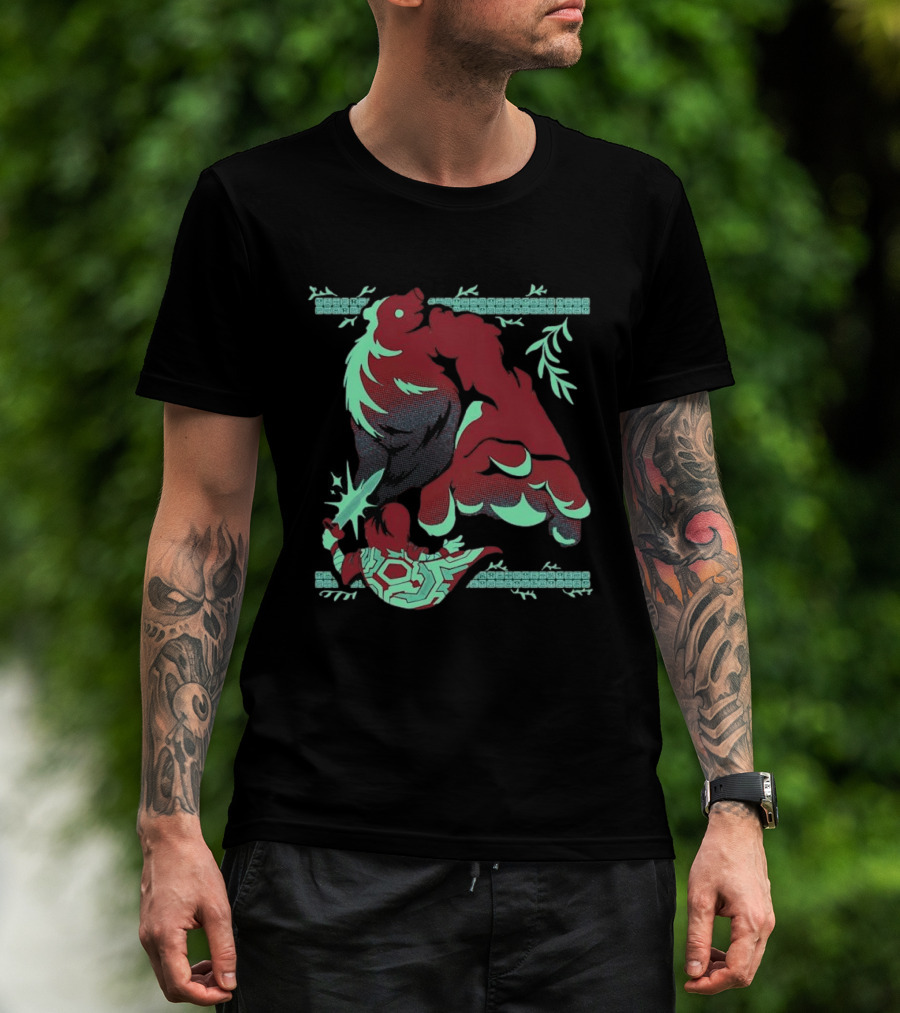 Shadowy Colossus Duel Fanart With Sword And Giant T-Shirt