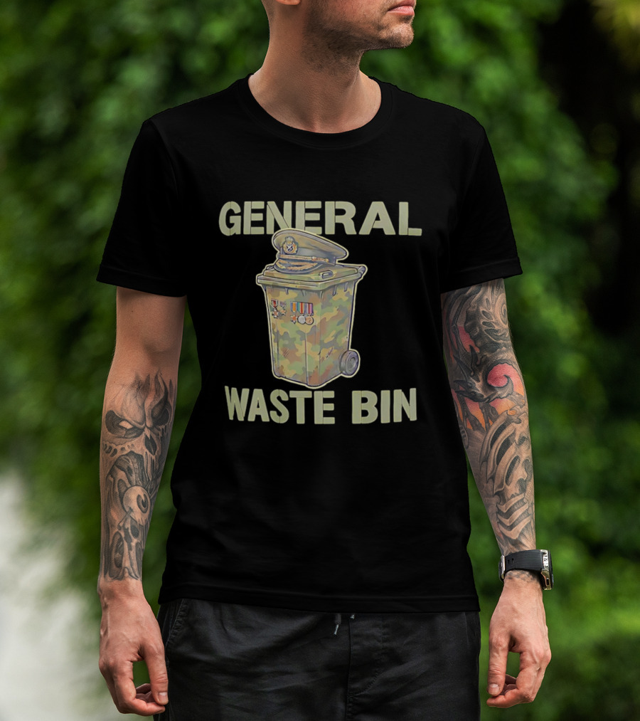 General Waste Bin Camo Trash Hat Medals T-Shirt
